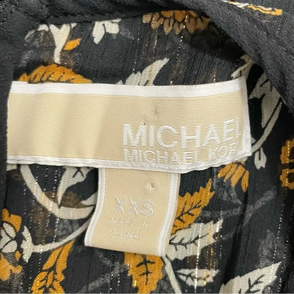 Michael Kors Mixed Botanical Print Georgette Dress Boho Flowy Women’s Size XXS